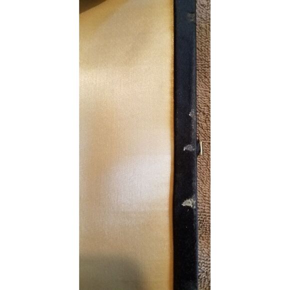 Vintage Black Satin Clutch Purse With Jewel Closure Gold Chain‎ - Picture 5 of 5